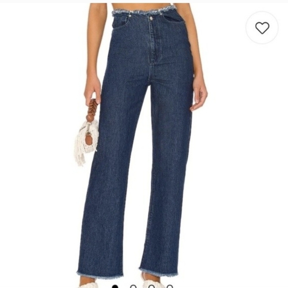NWT WEWOREWHAT FRAYED STRAIGHT DENIM JEANS 27